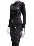 Plataz Off Shoulder Fishnet Rhinestone Clubwear Beach Cover Up Photoshoot Maternity Mini Dress Maternity