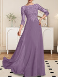 Plataz Scoop Floor-Length Lace Chiffon Mother of the Bride Dress With HZ1007