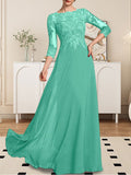 Plataz Scoop Floor-Length Lace Chiffon Mother of the Bride Dress With HZ1007