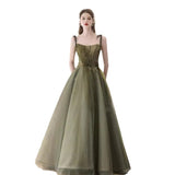 Plataz Dress Women 2025 New High-End Banquet Host Art Exam Engagement Slings Showing Thin Dress Fairy Bridesmaid Suit