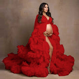 Plataz Dress Wedding Show Photo Photo 2025 Hot Pregnant Women Thin Net Yarn Dress Party Long Girl Maternity