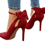 Plataz Sweet Bow Tip Light Mouth Single Shoes Fine High Heels Wish Shoes 40-43 Large Size Shoes High Quality Shoes