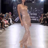Plataz Feeling Nude Shiny Piece Hanging Dress High-End Light Luxury Niche Banquet Birthday Sexy Dress Dress Dress HZ0628
