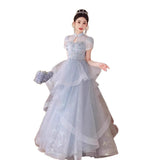 Plataz Evening Dress Dress Light Luxury Small High-End Temperament Blue Birthday Princess Dress Adult Ceremony Host Fluffy Skirt