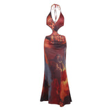 Plataz Autumn 2025 New Temperament Sexy Leopard Print Holiday Hollow Dress DJPT