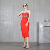 Plataz Solid Temperament Palette With Bra Strap Dress Sexy Diamond Party Dress Dress