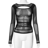 Plataz Women's Summer 2024 New Solid Color Long Sleeve Bottom Net Slamm Slamm An Empty Top DJPT