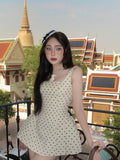 Plataz Shuxin Jennie With The Same High-End French Sweet Dot Dress Woman Thin Folded Folded Folded Tying Dress