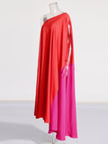 Plataz Dress 2025 New Color Personality Slant Shoulder Loose Summer Long Dress