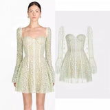 Plataz 2025 Fang Tangsu Strap Horn Sleeve A-Sided Lace Embroidery Skirt