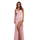 Plataz Summer 2025 New Long Dress Hottie Style Casual Lotus Side Ribbon Sling Skirt DJPT