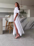 Plataz Summer New Fashion Simple Temperament Cardigan Pure Color Elegant Dress
