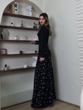 Plataz 2025 Temperament Long-Sleeved Design Round Collar Small Broken Floral Dress Dress Dress Woman
