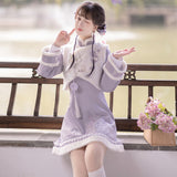 Plataz Design New Purple Cloud Rabbit Han Dress Women's Clothing Mane Dress Suit Autumn And Winter 8567
