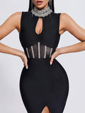 Plataz Summer New Heavy Industry High Collar Low Chest Banding Dress Fashion Famous Dinner Dress