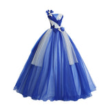 Plataz 2025 New Blue Stage Performance Suit Ponpong Skirt Photo One-Shoulder Evening Dress Yarn