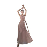 Plataz Fragmented Hanging Neck Dress Spring And Summer Holiday Wind Pure Lusty Folding V-Neck Net Yarn Long Dress Girl