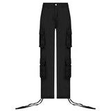 Plataz New Women's Street Hop Wind Low-Waist Fashion Trend Work Clothes Denim Casual Trousers DJPT