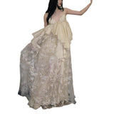 Plataz New V-Neck High-End Sling Dress Retro Niche Dress Wedding Morning Dress