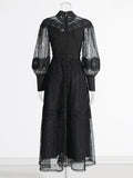 Plataz Vintage Court Dresses Spring 2025 New Embroidered Lace Slim Solid Colored Dresses