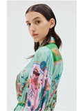 Plataz Spring And Summer Australian Niche Brand Ale Personality Print Daily Vacation Shirt Collar Single Buckle Flowing Dress
