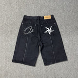 Plataz Alcatraz Jeans New Star Embroidered High Street Retro Old Casual Five-Point Pants DJPT