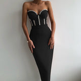Plataz Solid Temperament Palette With Bra Strap Dress Sexy Diamond Party Dress Dress