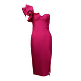 Plataz Summer 2025 Sexy One-Shoulder Banded Skirt With Lotus Leaf-Side Temperament Party Dress