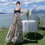 Plataz Sling Dress Summer New High-Waisted Splicing Strap Bra Dress Seaside Holiday Dress