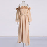 Plataz Famous Party Dress 2025 Summer New Three-Dimensional Flowers To Receive Waist Dress Woman