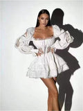 Plataz Autumn Niche Trendy Holiday Sexy Square Collar Low Chest Waist Short Top + High Waist Skirt Suit
