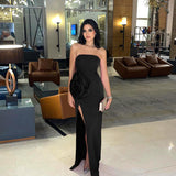 Plataz Autumn 2025 New Fashion Open Fork Dress Famous Style Sexy Temperament Big Flower Bra Dress DJPT