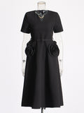 Plataz Elegant Style 2025 Spring New V-Neck Rose High-Waisted Dress Dress Dress Woman