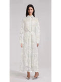 Plataz 2024 Australian Fashion Elegant Collar Lantern Sleeve With Belt Embroidered Air Dress Dress