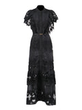 Plataz Temperament Fashion Elegant Style Dress 2025 New Collar Embroidery Sleeker Sleeker Summer New Long Dress Woman