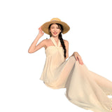 Plataz Folded Gentle Wind Beach Holiday Hanging Neck Sling + Trousers Set Women's Summer 2025 New