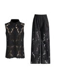Plataz Literary And Art Casual Style Suit 2025 Spring New Collar Embroidered Sleeveless Shirt Trousers Two Sets Of Women