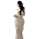 Plataz Vacation Sexy Lu-Loan French Sling Dress Half-Dress Two Sets Of Women 2024 Spring And Summer Hottie Set