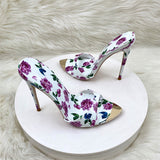 Plataz Summer Word Drag High Heel Shoes 12CM Tip Finger Fine Heel Sexy Printed Women's Shoes High Quality Shoes