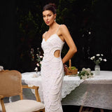 Plataz Tudted In The Middle Of The Waist Slinged Ribbon Dress Celeban Birthday Party Dinner Dress