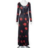 Plataz Women's Clothing Abstract Printing V Tie With High-Waisted Ass Long Skirt DJPT