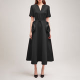 Plataz Elegant Style 2025 Spring New V-Neck Rose High-Waisted Dress Dress Dress Woman