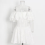 Plataz New Australian Trendy Design Elegant Short Dress Word Collar Lanky Thin Dress Woman
