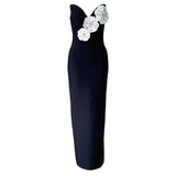 Plataz New Sexy Brat Banded Dress Flowers Diamond Open Fork Party Dress Long Dress