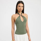 Plataz Women's Sleeveless Backs Piercing Hanging Neck Strapt Tight Vest Tops DJPT
