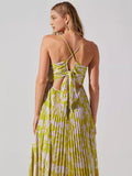 Plataz Summer New Fashion Colorful Printing Press Folding Sling Dress