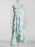 Plataz Holiday Dress 2025 New Square Collar Sleeveless Lace Design Mid-Rise Irregular Dress Woman