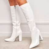 Plataz Large-Size High-Heeling Fashion Boots Stone Zips On The Side Of The Zippers Comfortable Coarse And Solid Female Boots High Quality Shoes