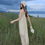 Plataz Summer Vacation Beachside Hanging Neck Beach Dress To Collect Sling Fishtail Dress Female Dress
