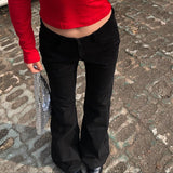 Plataz Black Zipper Low-Rise Self-Repair Micro-Tipped Jeans Women's Basic Hottie Casual Trousers DJPT